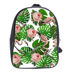 Flamingo Floral White School Bag (Large)