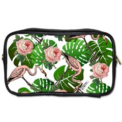 Flamingo Floral White Toiletries Bag (Two Sides)