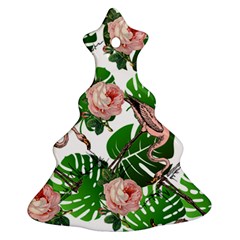 Flamingo Floral White Ornament (Christmas Tree) 