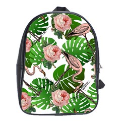 Flamingo Floral White School Bag (XL)