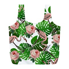 Flamingo Floral White Full Print Recycle Bag (L)