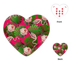 Flamingo Floral Pink Playing Cards (heart)  by snowwhitegirl