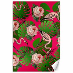 Flamingo Floral Pink Canvas 24  X 36  by snowwhitegirl