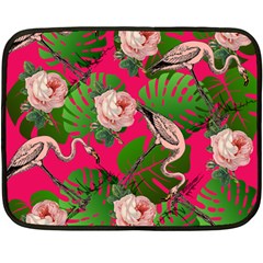 Flamingo Floral Pink Fleece Blanket (mini)