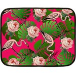 Flamingo Floral Pink Double Sided Fleece Blanket (Mini)  35 x27  Blanket Back