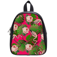 Flamingo Floral Pink School Bag (small) by snowwhitegirl