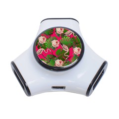 Flamingo Floral Pink 3-port Usb Hub by snowwhitegirl