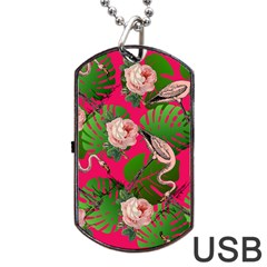 Flamingo Floral Pink Dog Tag Usb Flash (one Side) by snowwhitegirl