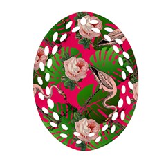 Flamingo Floral Pink Ornament (oval Filigree)