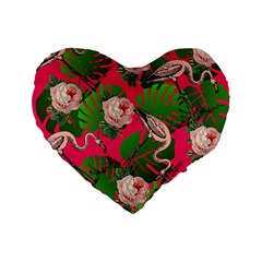 Flamingo Floral Pink Standard 16  Premium Flano Heart Shape Cushions by snowwhitegirl