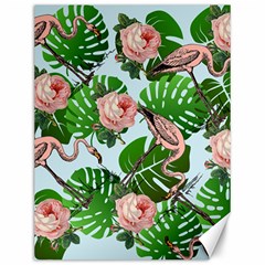 Flamingo Floral Blue Canvas 12  X 16   by snowwhitegirl