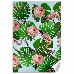 Flamingo Floral Blue Canvas 20  X 30   by snowwhitegirl