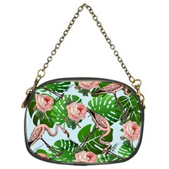 Flamingo Floral Blue Chain Purse (one Side) by snowwhitegirl