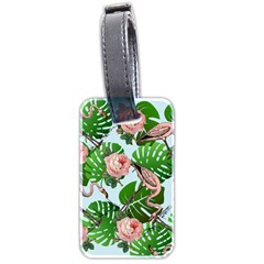 Flamingo Floral Blue Luggage Tags (two Sides) by snowwhitegirl