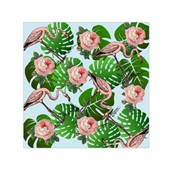 Flamingo Floral Blue Small Satin Scarf (square) by snowwhitegirl