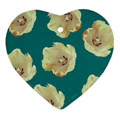Teal Tulips Heart Ornament (two Sides) by snowwhitegirl