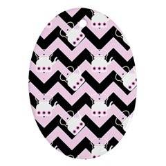 Pink Teapot Chevron Oval Ornament (two Sides)