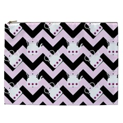 Pink Teapot Chevron Cosmetic Bag (xxl)