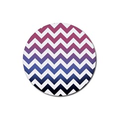 Pink Blue Black Ombre Chevron Rubber Round Coaster (4 Pack) 