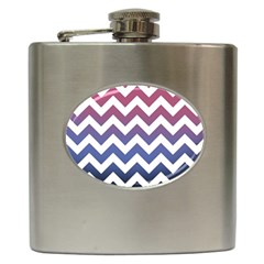 Pink Blue Black Ombre Chevron Hip Flask (6 Oz)