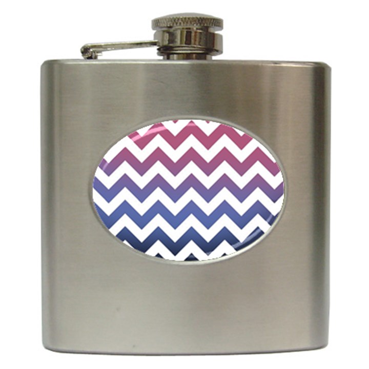 Pink Blue Black Ombre Chevron Hip Flask (6 oz)