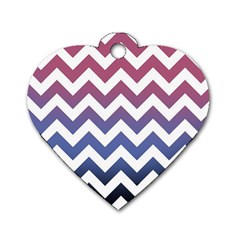 Pink Blue Black Ombre Chevron Dog Tag Heart (two Sides) by snowwhitegirl