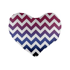 Pink Blue Black Ombre Chevron Standard 16  Premium Flano Heart Shape Cushions