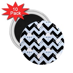 Blue Teapot Chevron 2 25  Magnets (10 Pack) 