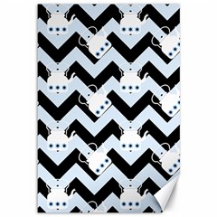 Blue Teapot Chevron Canvas 12  X 18   by snowwhitegirl