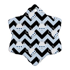 Blue Teapot Chevron Snowflake Ornament (two Sides)