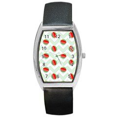 Watermelon Chevron Green Barrel Style Metal Watch by snowwhitegirl