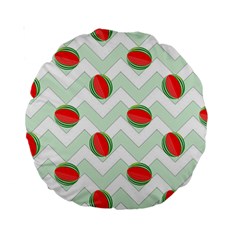 Watermelon Chevron Green Standard 15  Premium Round Cushions by snowwhitegirl