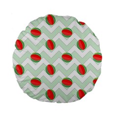 Watermelon Chevron Green Standard 15  Premium Flano Round Cushions by snowwhitegirl