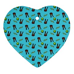 School Girl Pattern Blue Heart Ornament (two Sides)