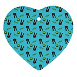 School Girl Pattern Blue Heart Ornament (Two Sides) Front