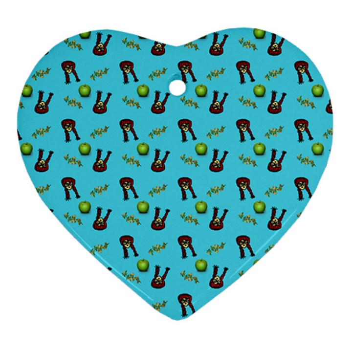 School Girl Pattern Blue Heart Ornament (Two Sides)