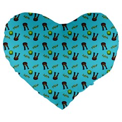 School Girl Pattern Blue Large 19  Premium Flano Heart Shape Cushions