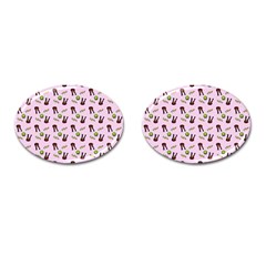 School Girl Pattern Pink Cufflinks (oval) by snowwhitegirl