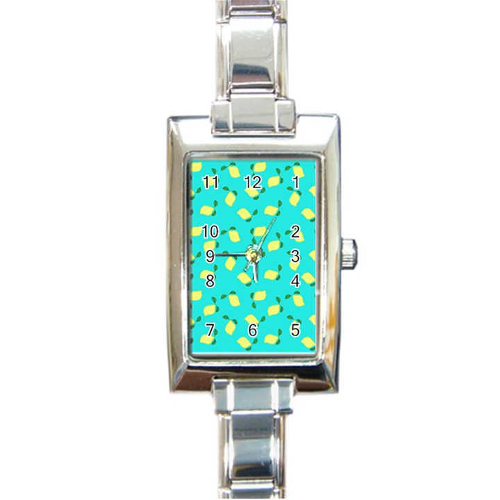 Lemons Blue Rectangle Italian Charm Watch