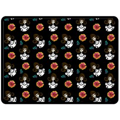 Girl With Dress Black Fleece Blanket (large)  by snowwhitegirl