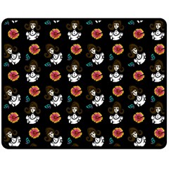 Girl With Dress Black Double Sided Fleece Blanket (medium)  by snowwhitegirl