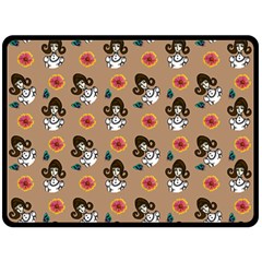 Girl With Dress Beige Double Sided Fleece Blanket (large)  by snowwhitegirl