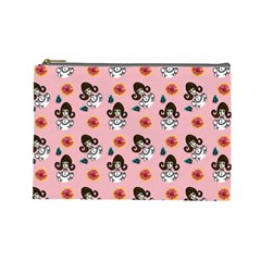 Girl With Dress  Pink Cosmetic Bag (large)