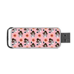 Girl With Dress  Pink Portable Usb Flash (one Side)