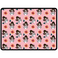 Girl With Dress  Pink Double Sided Fleece Blanket (large) 