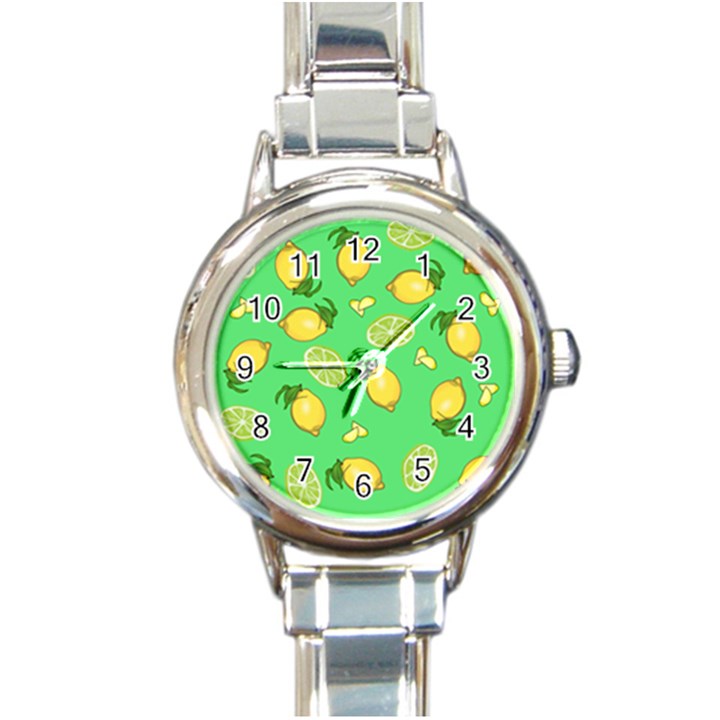 Lemons And Limes Round Italian Charm Watch