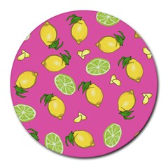 Lemons And Limes Pink Round Mousepads