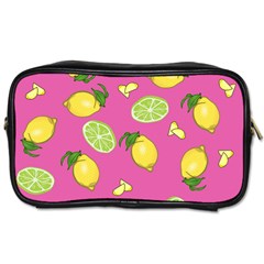 Lemons And Limes Pink Toiletries Bag (two Sides) by snowwhitegirl