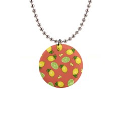 Lemons And Limes Peach Button Necklaces by snowwhitegirl