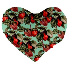 Fruit Branches Green Large 19  Premium Flano Heart Shape Cushions